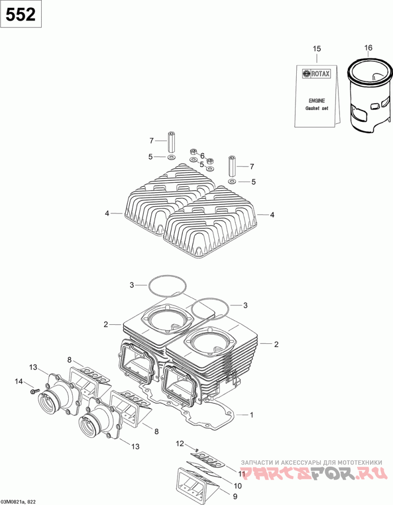 01- Cylinder And Cylinder Head Swt 550f для снегоходов Ski-Doo ...